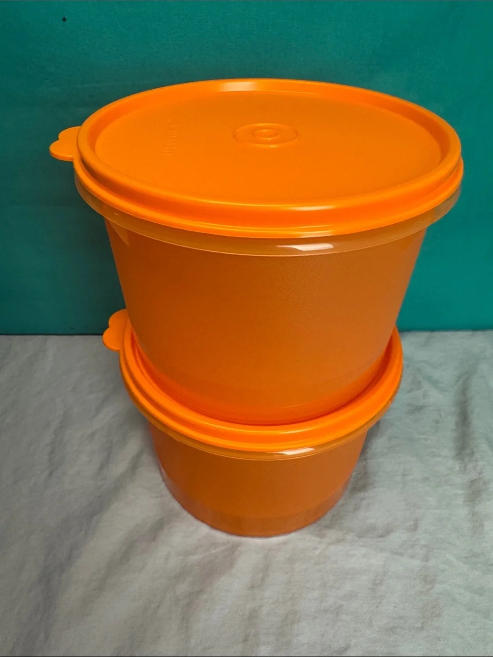 Tupperware Bright Orange Round Food Storage Containers with Lids, Set of 2